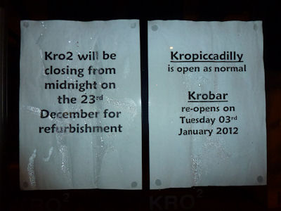 Kro2 closed "for refurbishment"
